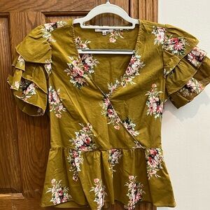 Madewell Classic Corsage Tiered Sleeve Top size 0 cottagecore boho romantic